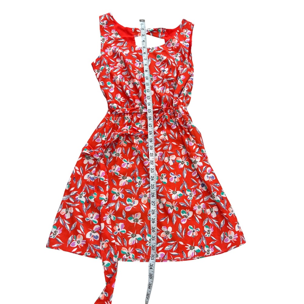Gap Red Floral Sleeveless Cutout Back Fit and Flare Mini Dress Small - Picture 7 of 7